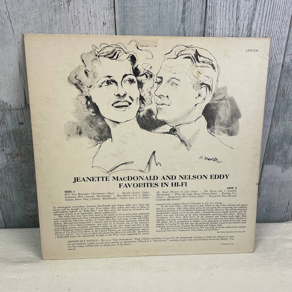 Vintage 1959 Jeanette MacDonald Nelson Eddy Favorites Hi-Fi LP Vinyl Record - Picture 2 of 2